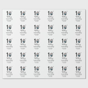 Papier Cadeau 10e anniversaire du mariage nom photo bold lettre 
