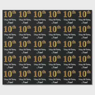 Papier Cadeau 10e anniversaire : Elégant Luxueux Faux Gold Look