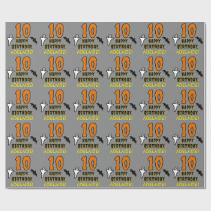 Papier Cadeau 10e anniversaire : Thème Halloween Éffrayant, No