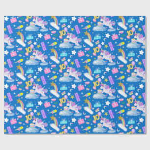Papier Cadeau 10e anniversaire Unicorn Motif bleu