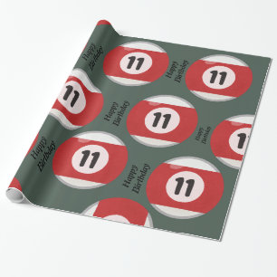 Papier Cadeau 11 billiards rouges boule heureux anniversaire ver