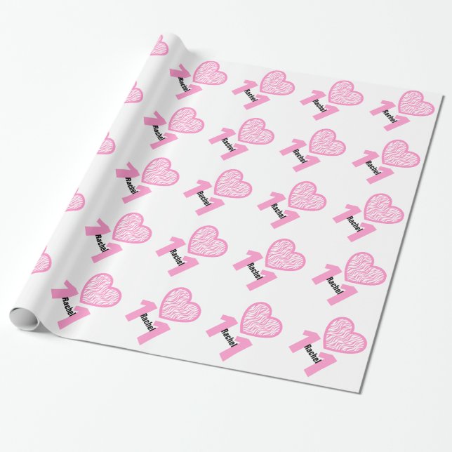 Papier Cadeau 11e anniversaire ZEBRA 11 ans FILLE Nom V14 (Déroulé)