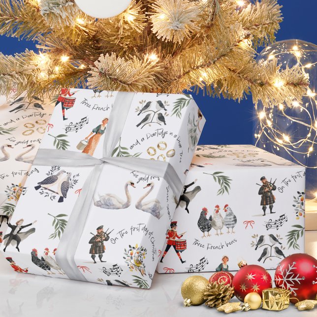 Papier Cadeau 12 Days of Christmas Holiday (12 Days of Christmas Vintage Gift Wrapping Paper
)