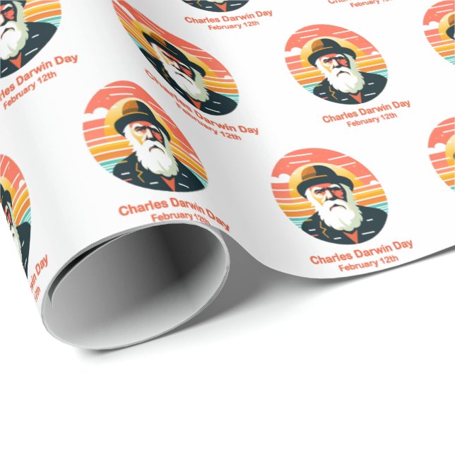 Papier Cadeau 12 février Journée Charles Darwin (Coin rond)