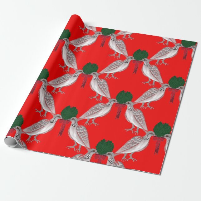 Papier Cadeau 12 jours de Noël Deux tourterelles (Déroulé)