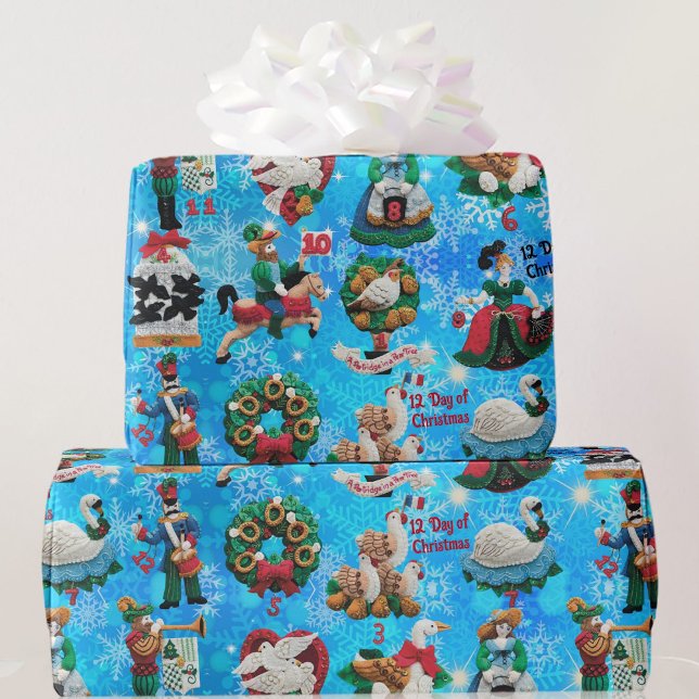 Papier Cadeau 12 Jours de Noël Ornements artisanaux (Créateur téléchargé)