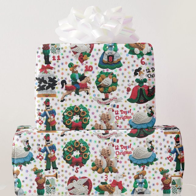 Papier Cadeau 12 Jours de Noël Ornements artisanaux (Créateur téléchargé)