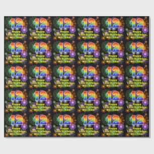 Papier Cadeau 12e anniversaire : Fun Fireworks, Rainbow Look # "
