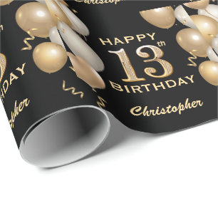 Papier Cadeau 13e anniversaire Ballons de Parties scintillant no