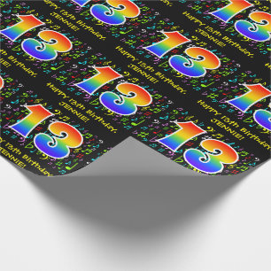 Papier Cadeau 13e anniversaire : Symboles de musique colorée, A