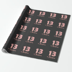 Papier Cadeau 13e anniversaire Treize fille garçon Officiel ado