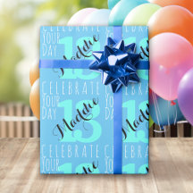 13e anniversaire Typographie bleue