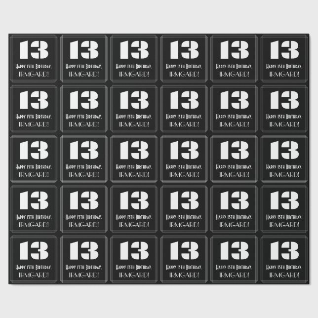 Papier Cadeau 13ème anniversaire : Art Déco Inspiré Look "13" &  (Couture)