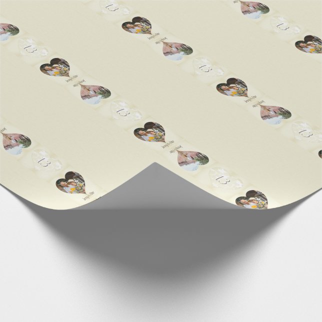 Papier Cadeau 13ème dentelle-comme 2 Photos Cadres de coeur (Coin)