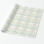 Papier Cadeau 15ème Enveloppe de cadeau de coeur d'amour<br><div class="desc">Le beau papier d'emballage avec le coeur et fleurissent 15 ans ensemble de 15ème conception d'anniversaire pour que les couples enveloppent votre cadeau spécial pour celui que vous aimez.</div>