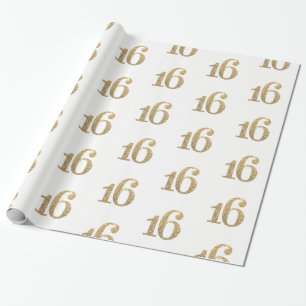 Papier Cadeau 16 OR PARTIES SCINTILLANT NUMBER glamour brillant 