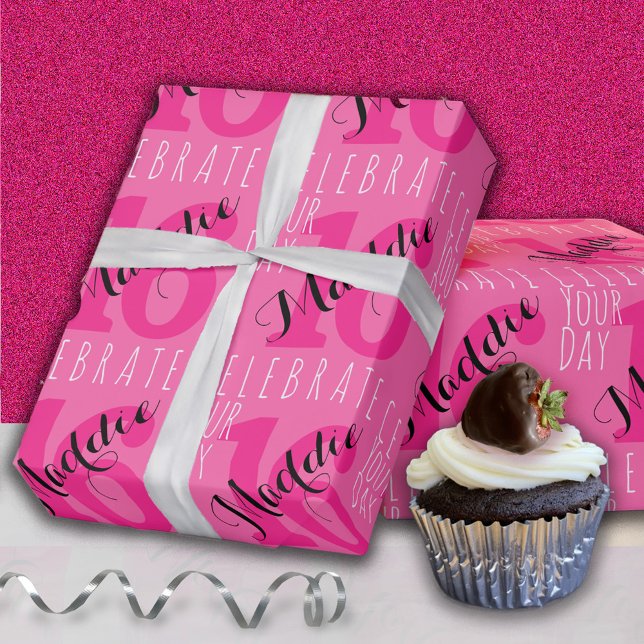 Papier Cadeau 16e anniversaire rose (Créateur téléchargé)