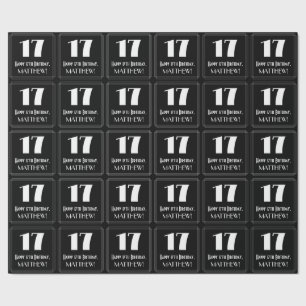 Papier Cadeau 17e anniversaire - Art Déco Inspiré Look "17", Nom