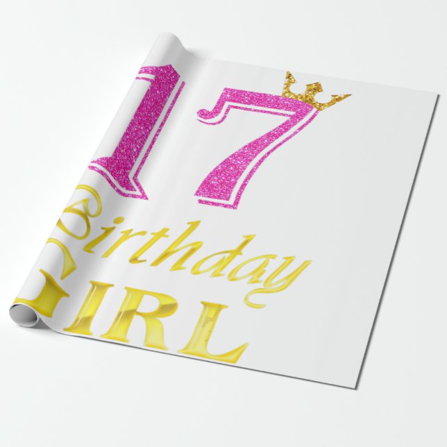 Papier Cadeau 17e anniversaire fille princesse chemise 17 ans 17 (Déroulé)