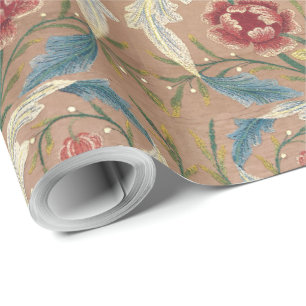 Papier Cadeau 1875 Broderie florale Vintage William Morris