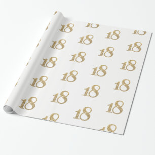Papier Cadeau 18 OR PARTIES SCINTILLANT NUMBER glamour brillant 