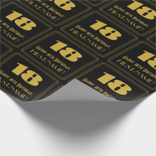 Papier Cadeau 18e anniversaire - Art Déco Inspiré Look "18" & No