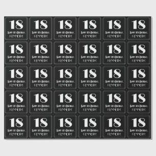 Papier Cadeau 18e anniversaire - Art Déco Inspiré Look "18", Nom