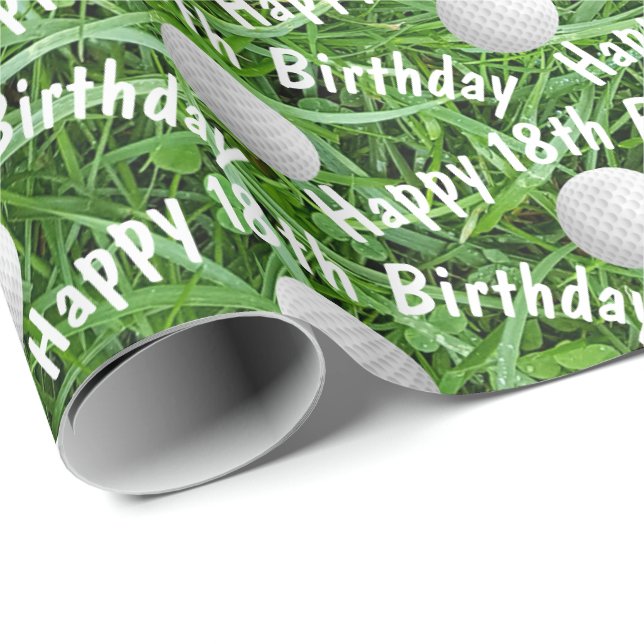 Papier Cadeau 18e anniversaire Ballons de golf sur papier d'enve (Coin rond)
