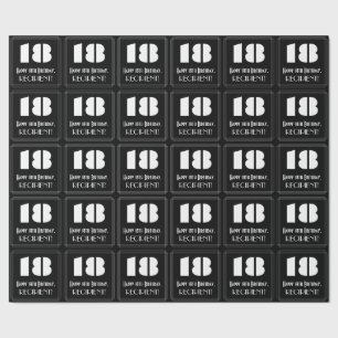 Papier Cadeau 18e anniversaire : Représentation Art Déco "18" et