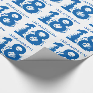 Papier Cadeau 18ème Anniversaire pour un petit-fils, texte bleu
