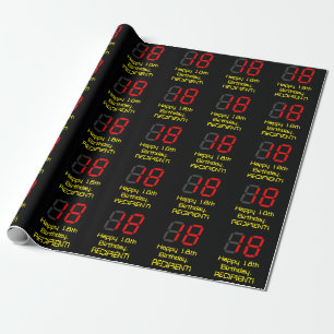 Papier Cadeau 18ème Anniversaire : Style rouge "18" de pendule 