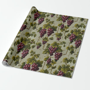 Papier Cadeau 1900 Raisins Vintages Fruits Botanique