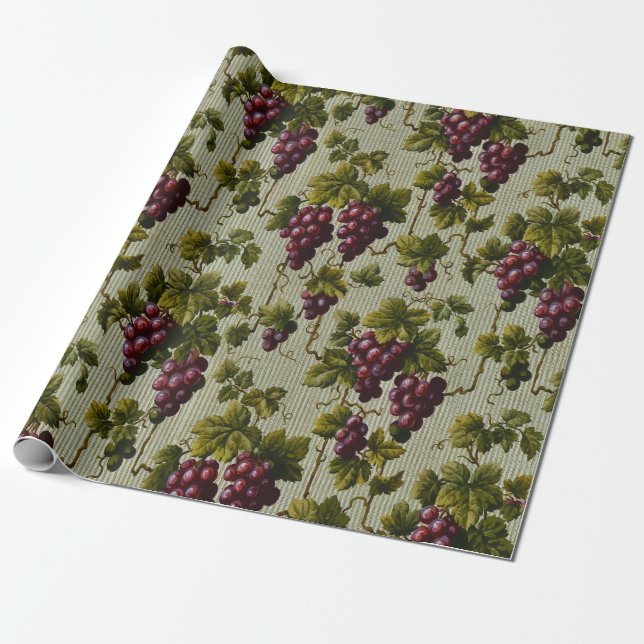 Papier Cadeau 1900 Raisins Vintages Fruits Botanique (Déroulé)