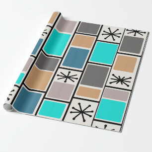 Papier Cadeau 1950 L'Âge Atomique Rectangle Starbursts