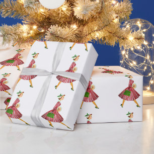 Papier Cadeau 1950 Noël Dame Vintage