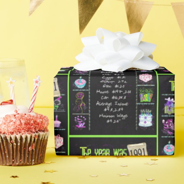 Papier Cadeau 1991 Année d'anniversaire Trivia (Fête d'anniversaire)