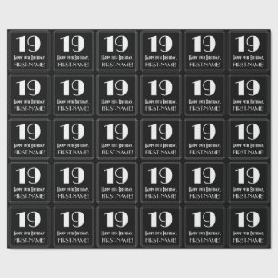 Papier Cadeau 19e anniversaire - Art Déco Inspiré Look "19", Nom