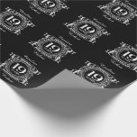 Papier Cadeau 19E anniversaire du mariage noir et blanc<br><div class="desc">Un design romantique pour célébrer votre 19e année de mariage. Si vous voulez de l'aide pour customiser ce design s'il vous plaît contactez-moi, leur est un bouton de demande de ce designer, juste en dessous de ce texte. un design de style crête, avec un arrière - plan en détresse pour...</div>