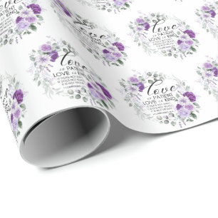 Papier Cadeau 1 Corinthiens 13:4 L'amour est patient Violet Flor