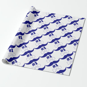 Papier Cadeau #1 Papa Blue Mustache
