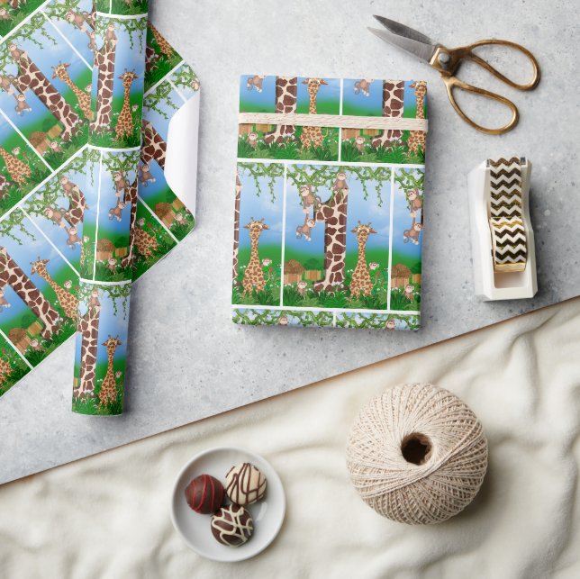 Papier Cadeau 1er anniversaire Animaux de la jungle (Artisanat)