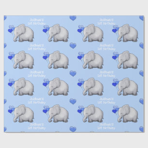 Papier Cadeau 1er anniversaire des bébés éléphants personnal