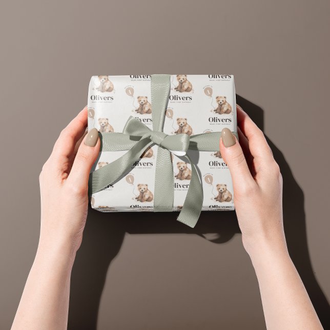 Papier Cadeau 1er anniversaire Wild One ours moderne élégant (Créateur téléchargé)