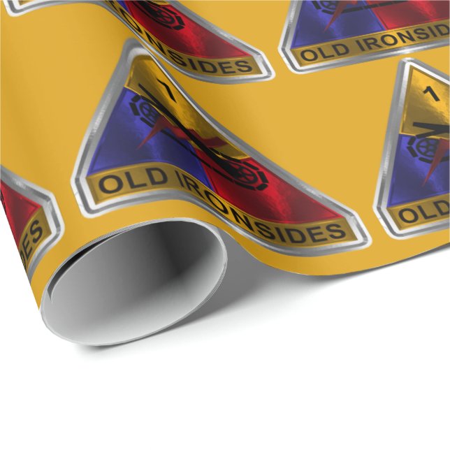 Papier Cadeau 1ère Division Blindée Ecusson Cadre Argenté (Coin rond)