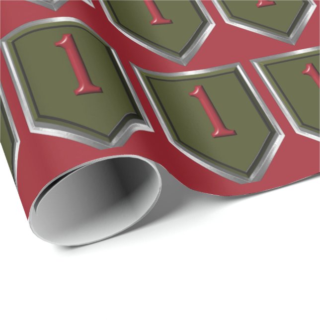 Papier Cadeau 1ère division d'infanterie Patch encadré en argent (Coin rond)