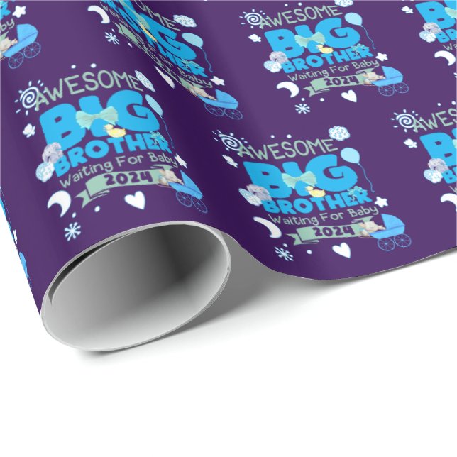 Papier Cadeau 2024 Big Brother attend un nouveau bébé (Coin rond)