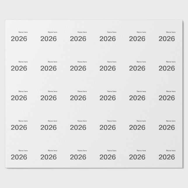 Papier Cadeau 2026 2027 2028 name title here year bold letter  (Plat)