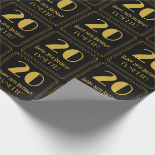 Papier Cadeau 20e anniversaire ~ Art Déco Inspiré "20", Nom