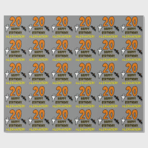 Papier Cadeau 20e anniversaire : Thème d'Halloween Éffrayant, No