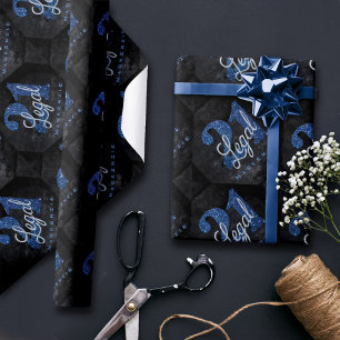 Papier Cadeau 21 et juridique   Blue 21st Birthday Chic Parties 
